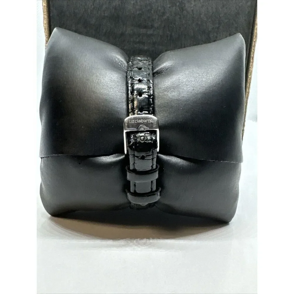 Liz Claiborne LC1013 Women's Black Leather Analog Dial Quartz Wrist Watch JNA190